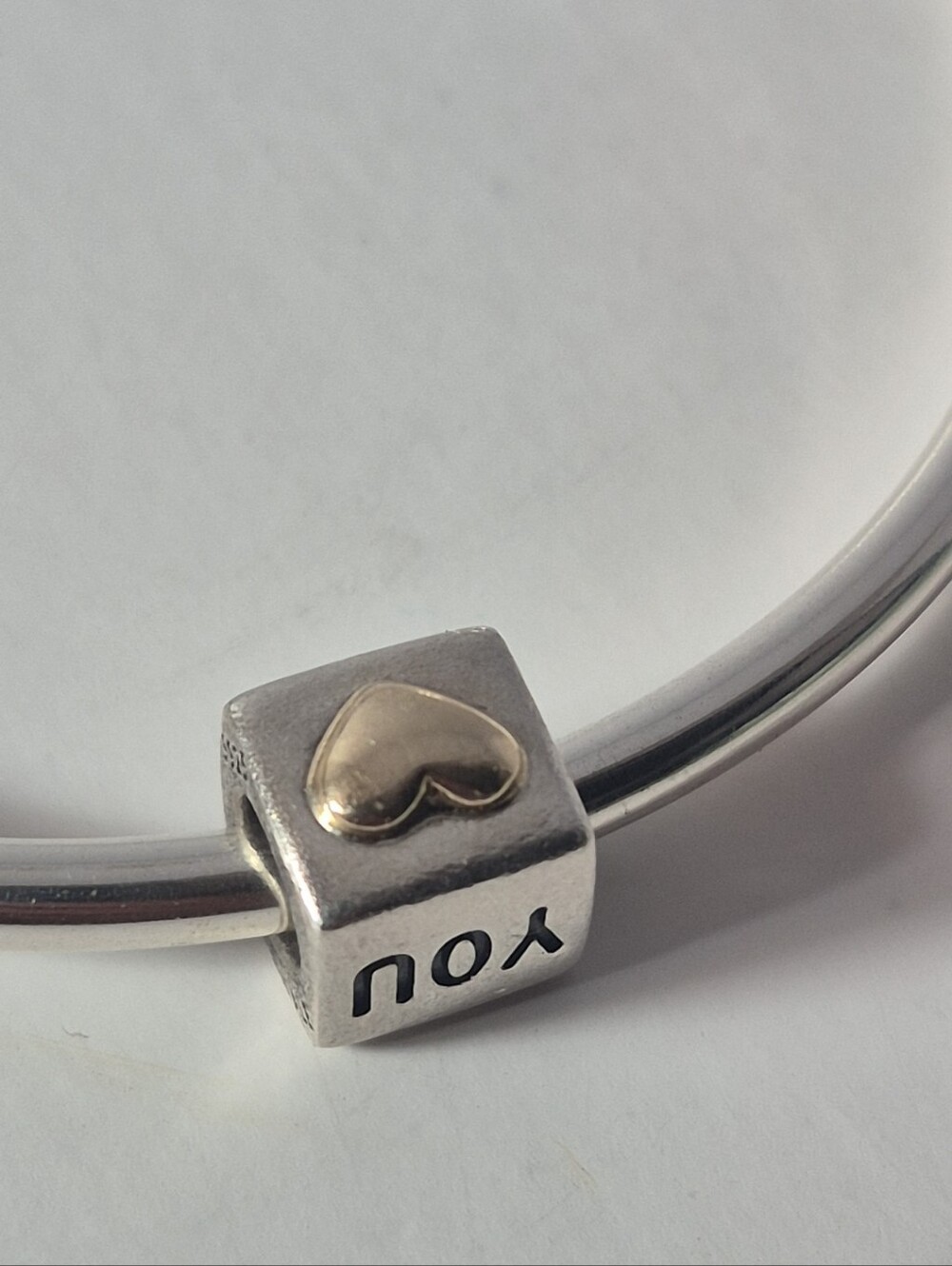 Pandora Charms Gold And Silver I Love You Heart Cube Charm Bracelet - Picture 2 of 4
